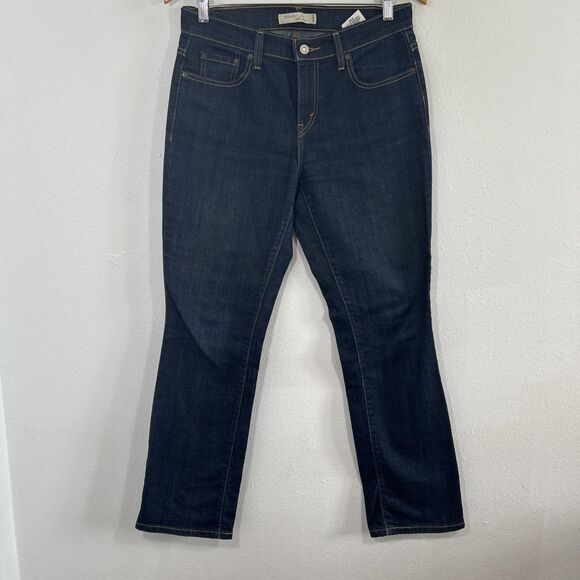 Levis 505 Jeans Womens 6S Blue Straight Leg Mid Rise Dark Wash Denim - Picture 1 of 10